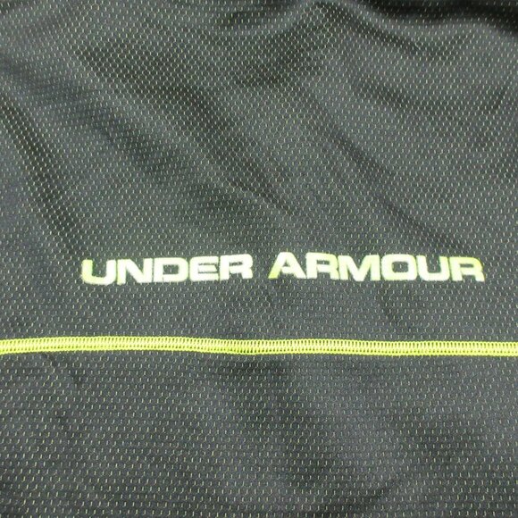Under Armour mens black chartreuse 1/4 zip mesh ColdGear lined pullover M EUC - Picture 8 of 8